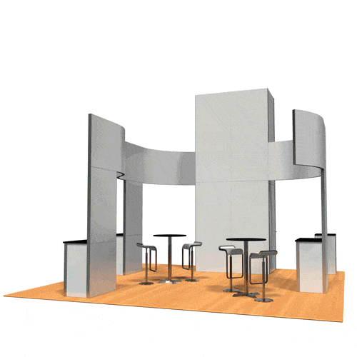 20x30 Performance Kit custom exhibit rental display with furniture options.
