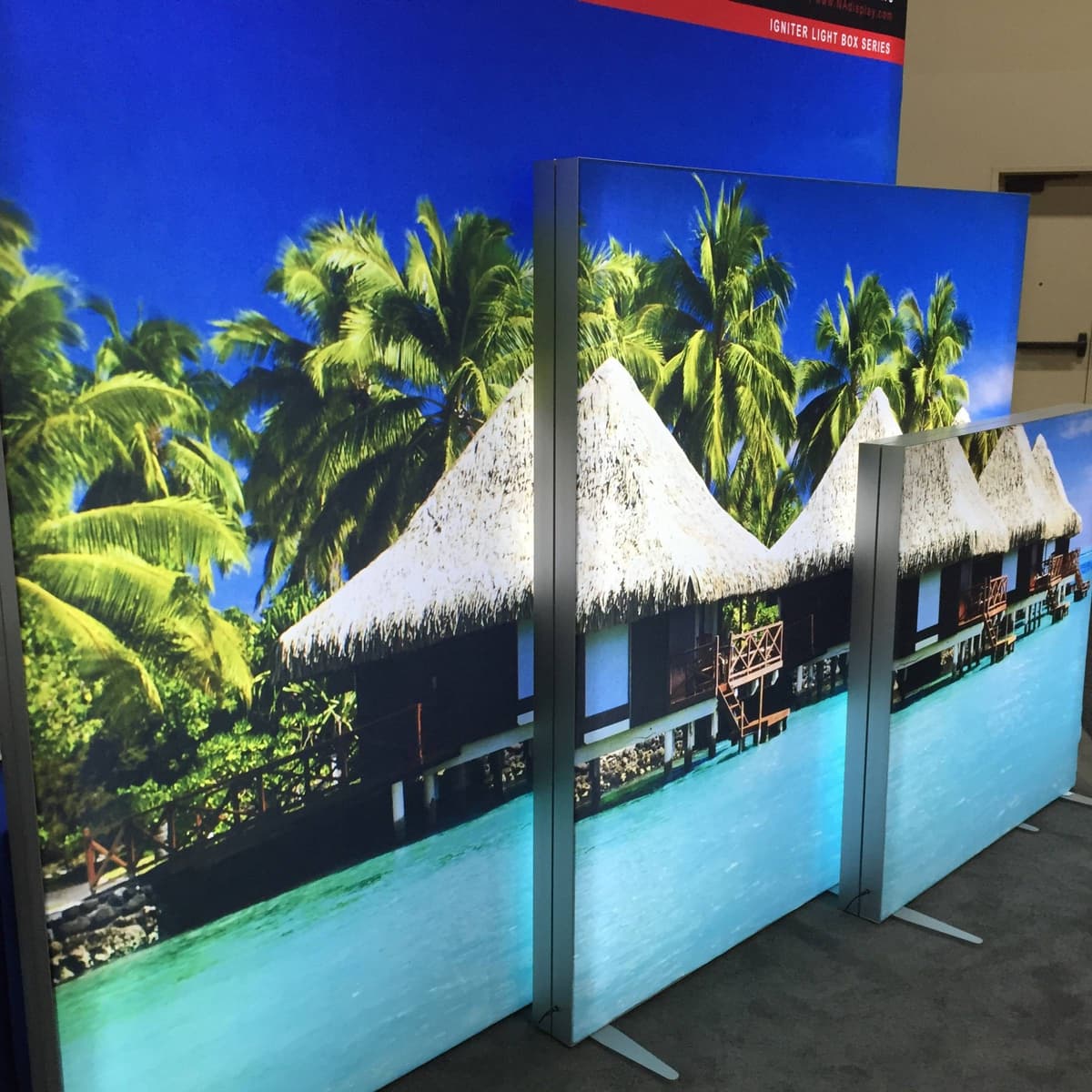 Ionopticks10ft WaveLight LED portable trade show lightbox display with tension fabric printing - Exponet USA.