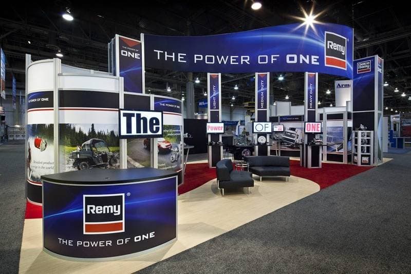 20x50 island trade show exhibit display rental in Anaheim California.