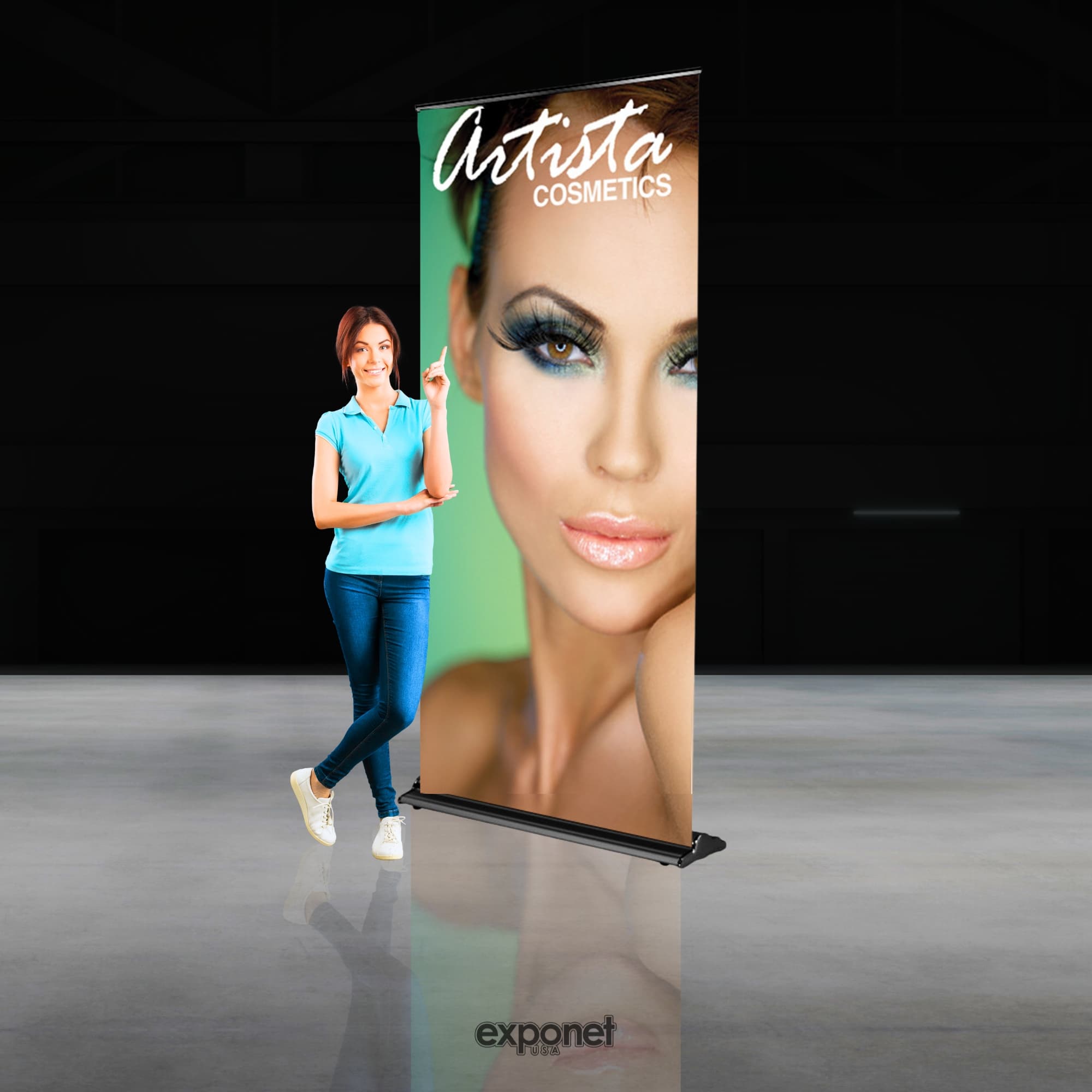 Black Silver Step 36" Retractable Banner Stand