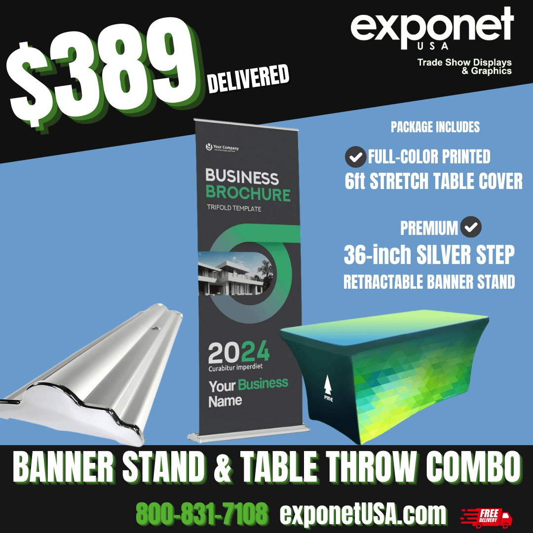 Banner Stand & Table Throw Combo Deal