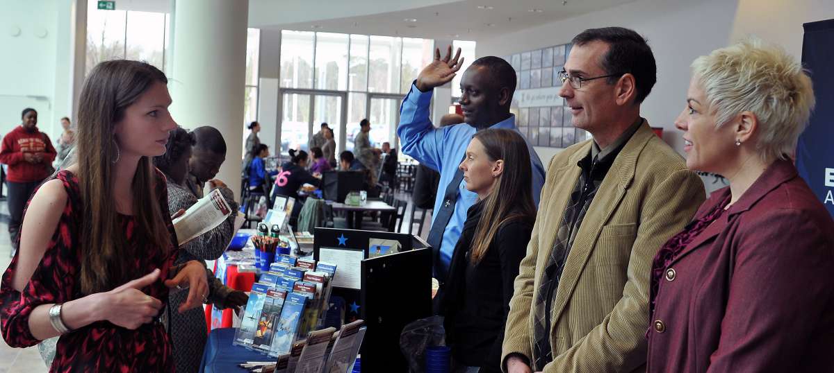 several trade show staffers